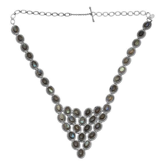 Natural Labradorite Necklace in Sterling Silver - Picture 2 of 2